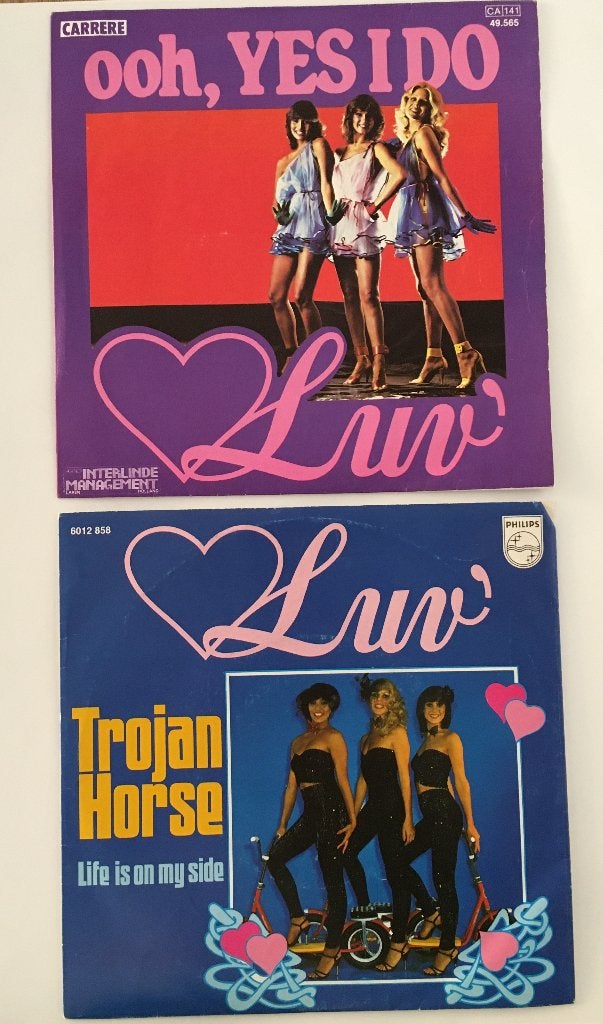 Luv op 2 singles, Cd's en Dvd's, Fotohoes, 7 inch, Ophalen of Verzenden, Zo goed als nieuw