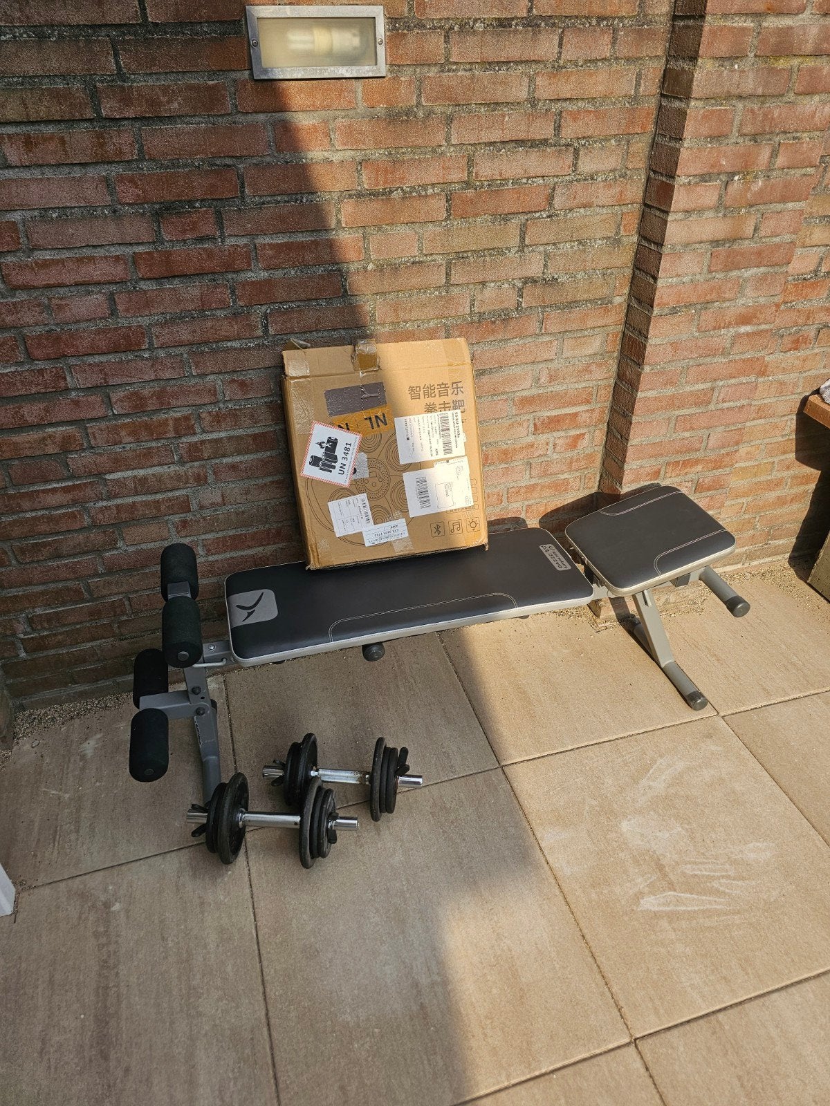 Home Gym Set: Fitnessbank, Dumbbells & Muziek Box, Ophalen, Gebruikt, Benen, Fitnessbank