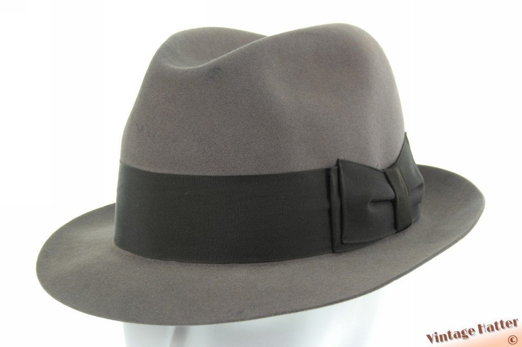 Vintage Gleufhoed Stetson Union Saphir grijs vilt 59, Hoed, Ophalen of Verzenden, Stetson - Union Saphir, 58 of 59 cm (L, 7¼ of ⅜ inch)