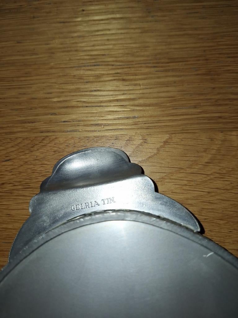 Vintage Gelria Tin Ovaal Dienblad met Opengewerkt Rand, Antiek en Kunst, Antiek | Tin, Ophalen of Verzenden