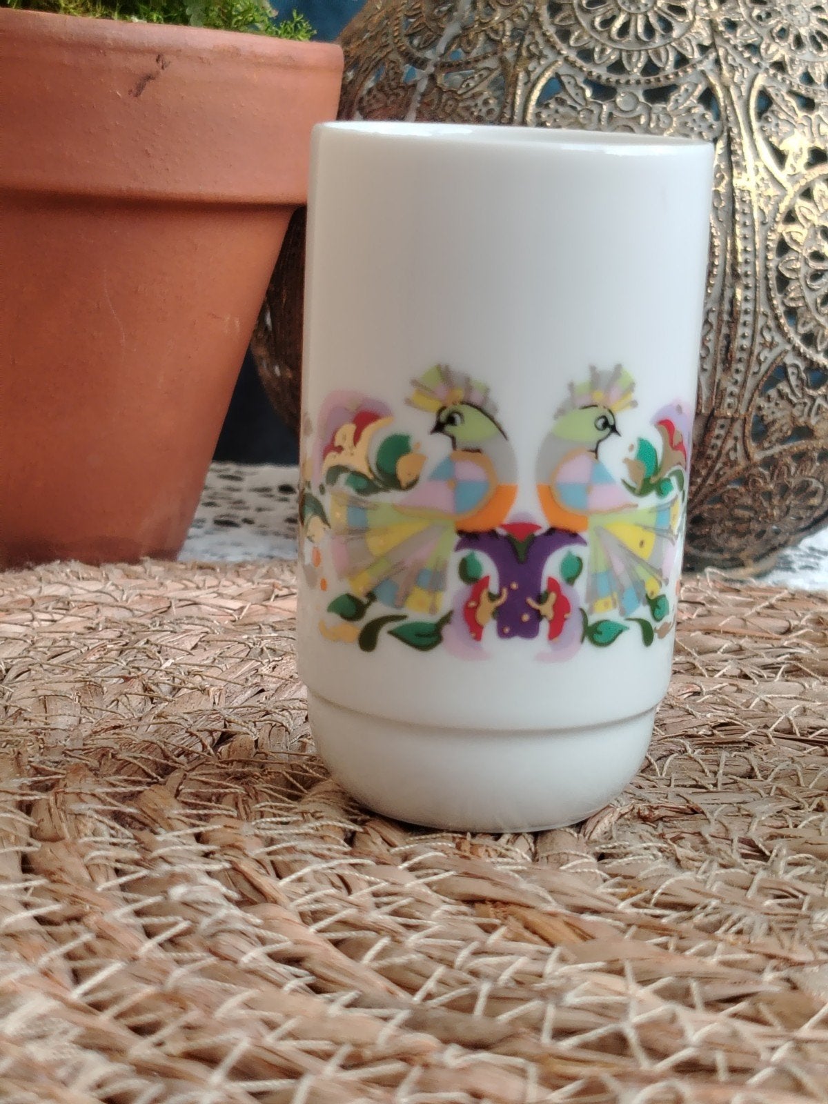 Rosenthal Studio-Linie porseleinen beker/vaasje – Vogelmotie, Ophalen of Verzenden