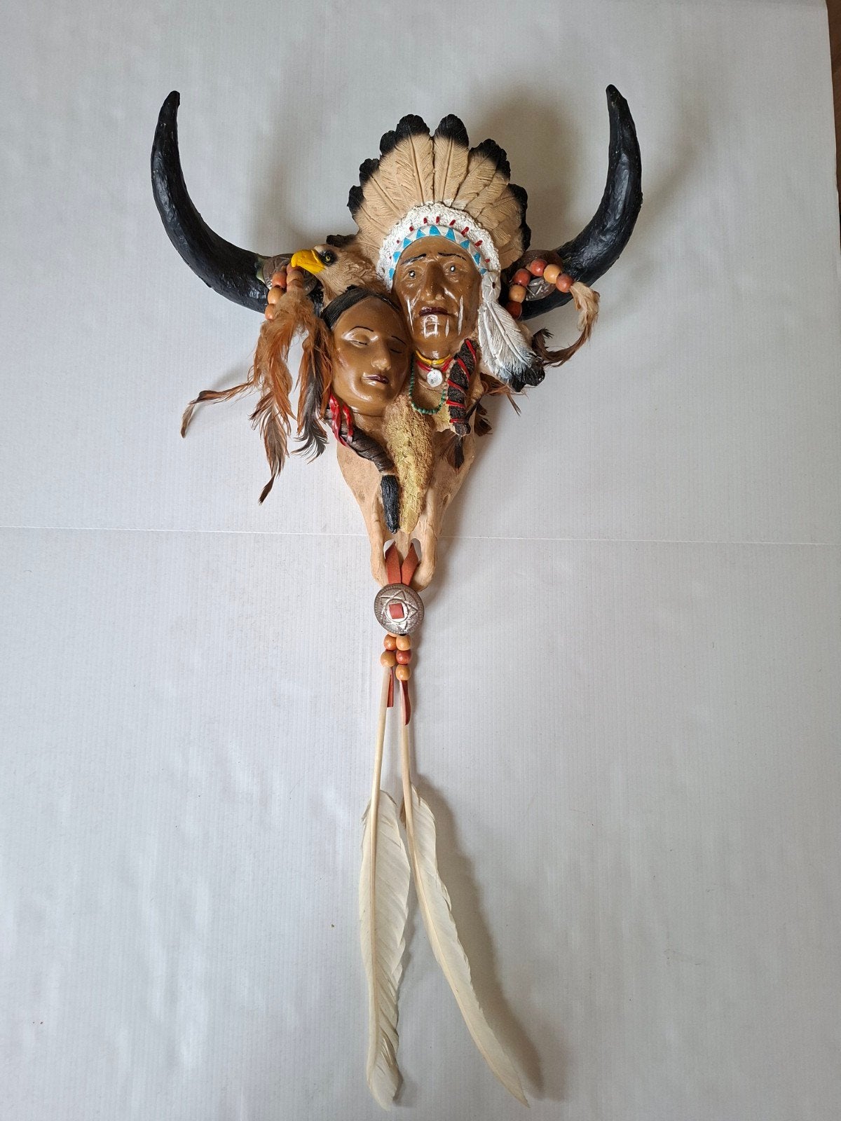 Decoratieve Bizon Schedel met Indiaanse Thema, Ophalen of Verzenden