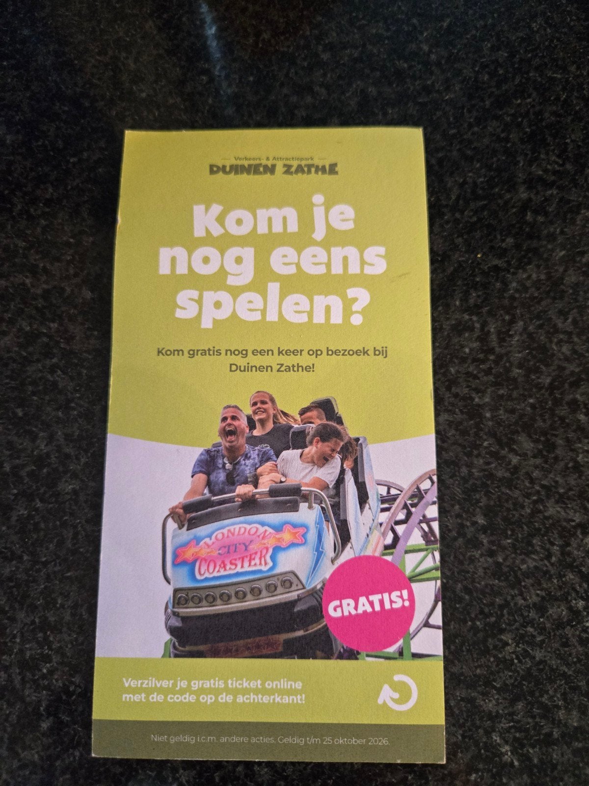 Voucher Duinen Zathe, Eén persoon, Ticket of Toegangskaart