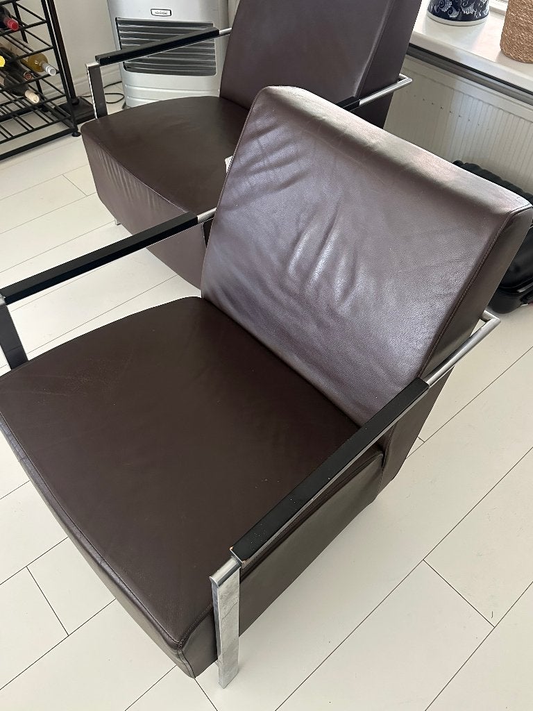2x Harvink Alowa design leder Fauteuils - design  klassieker, Huis en Inrichting, Ophalen, Gebruikt, 75 tot 100 cm, Leer