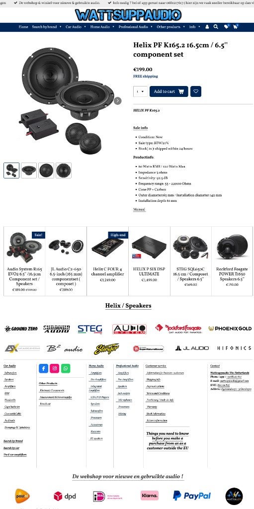 Helix PF K165.2 16.5cm / 6.5'' component set / Speakers, Auto diversen, Autospeakers, ., Nieuw, Ophalen of Verzenden, .