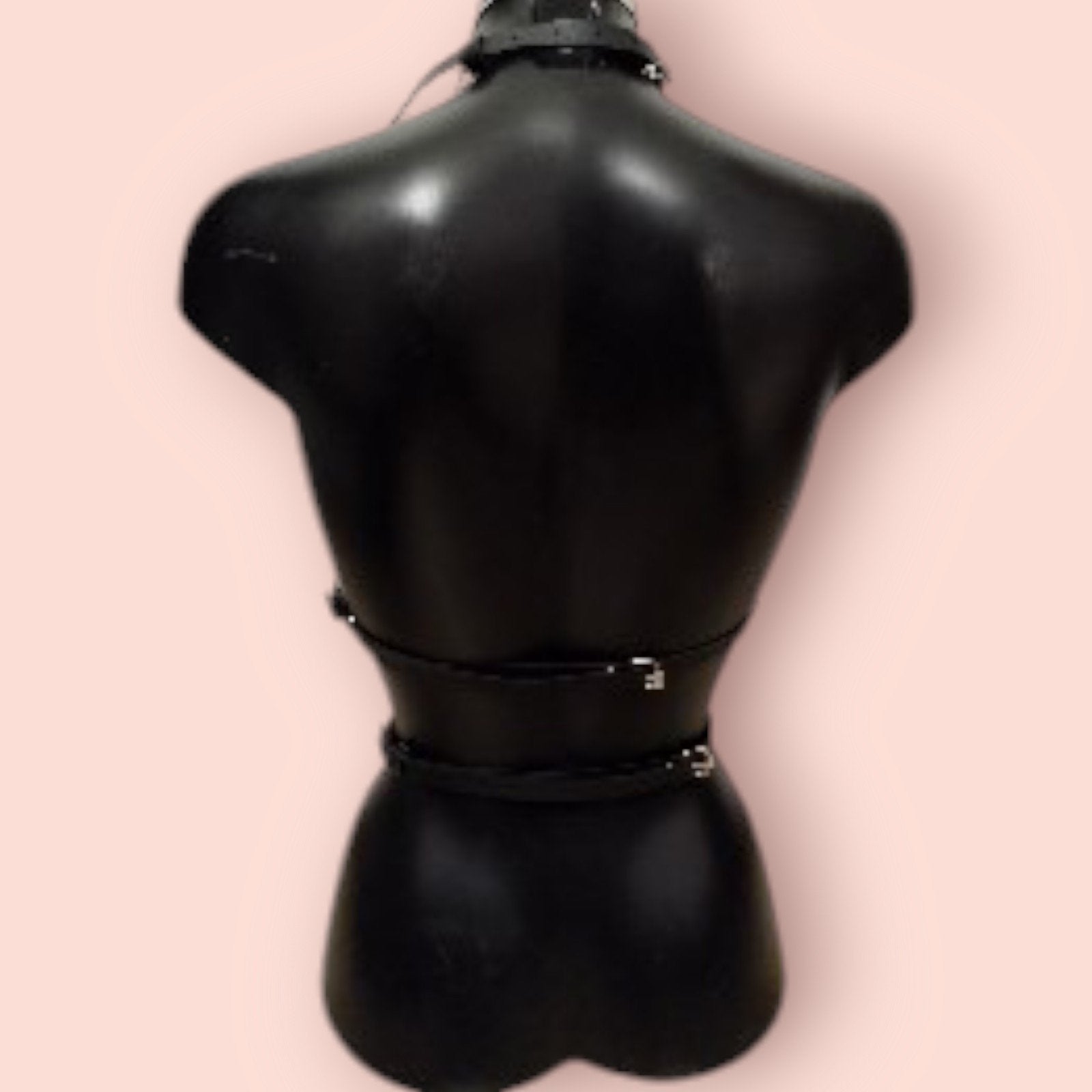Zwart leren harnas met ringen en gespen bdsm bondage rave, Onbekend, Ophalen of Verzenden, Zwart, Overige typen