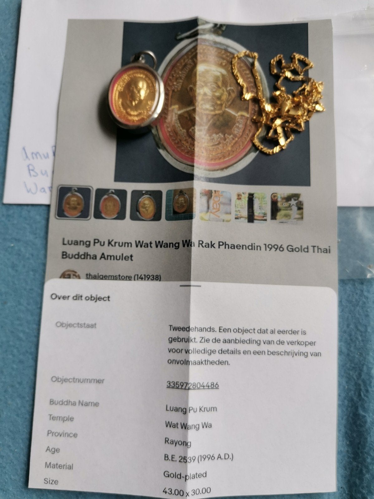 Amulet gold plated, Ophalen of Verzenden, Nieuw