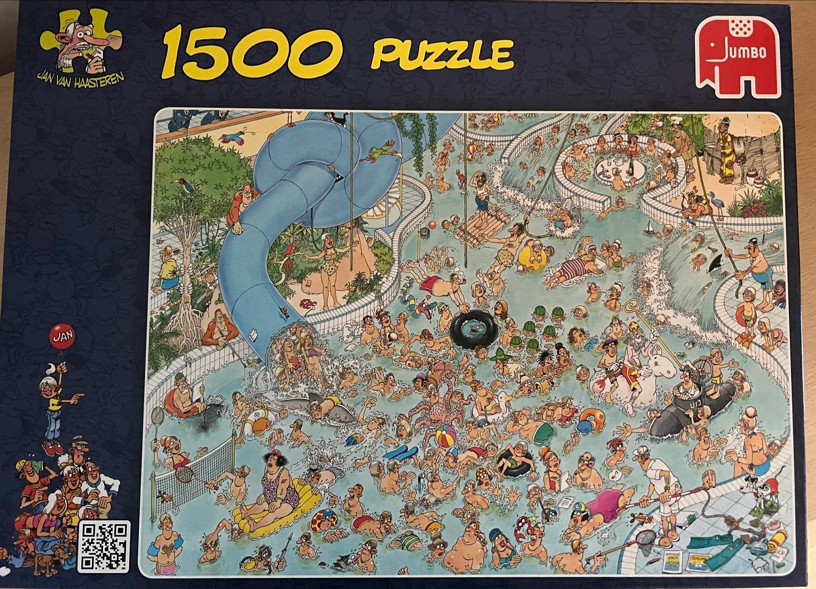 Jan van Haasteren Puzzel 1500 stukjes - Zwembad, Ophalen, 500 t/m 1500 stukjes, Gebruikt, Legpuzzel