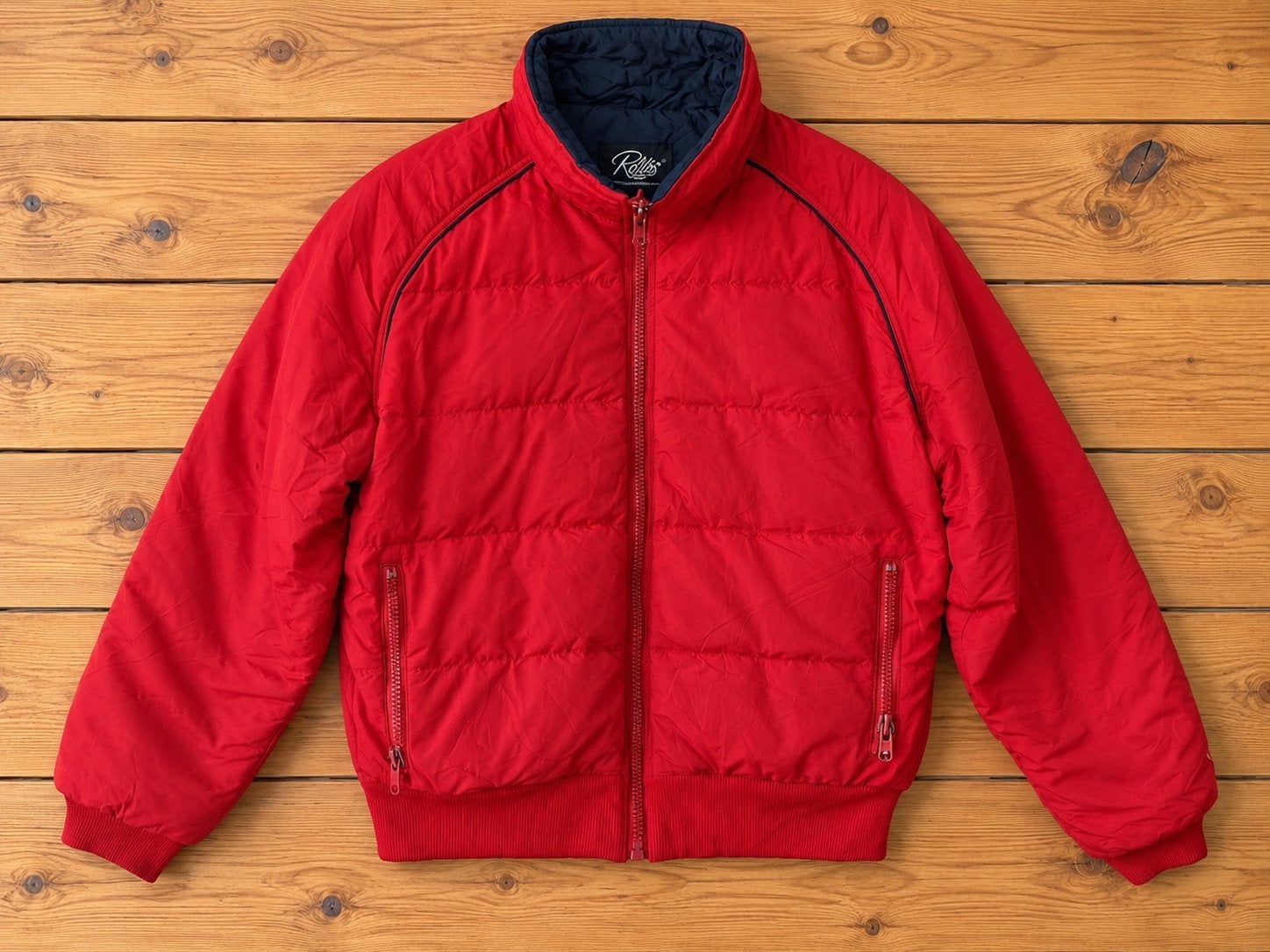 Vintage Roffe Ski Jas Rood Blauw Made in USA Retro, Ophalen of Verzenden, Gedragen, Maat 52/54 (L), Rood