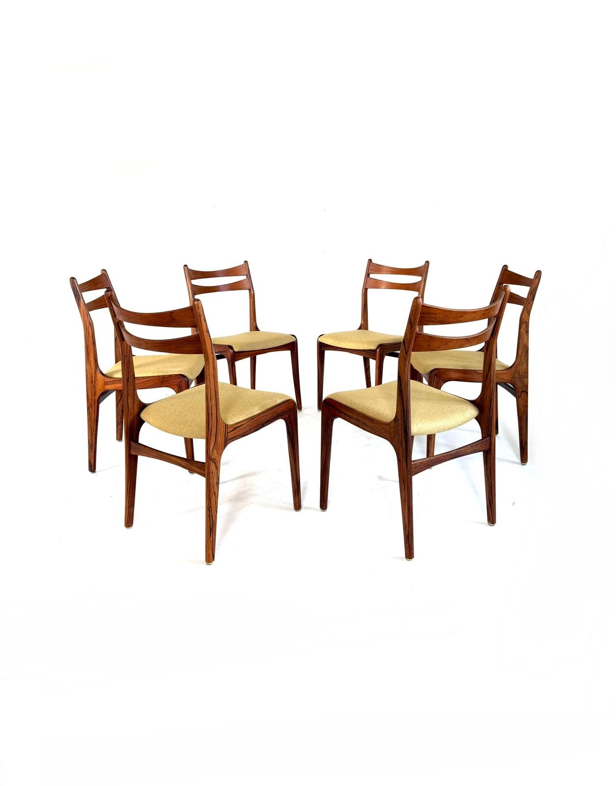 Set van 6 gerestaureerde Deense eetkamerstoelen ‘60, Hout, Ophalen of Verzenden, Zo goed als nieuw, Nvt