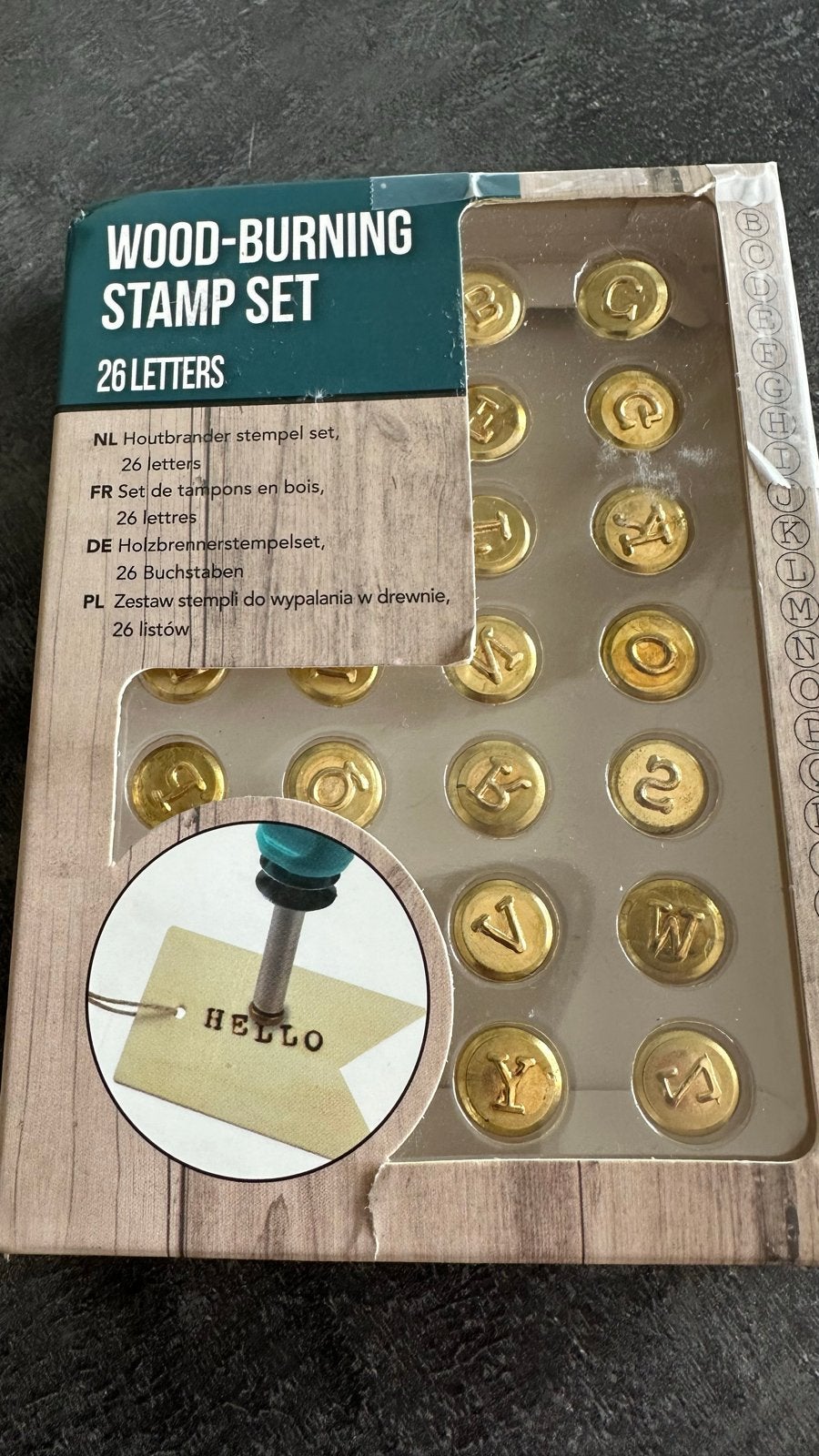 Houtbrander stempel set - 26 letters, Ophalen of Verzenden, Nieuw, Overige typen