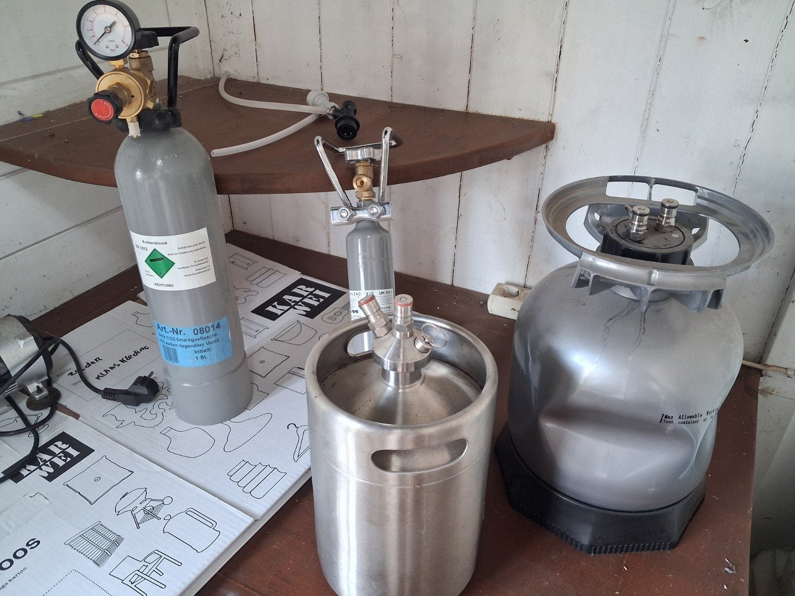 Bierbrouwset met CO2-fles en fust, Ophalen, Zilver, Metaal, Overige merken