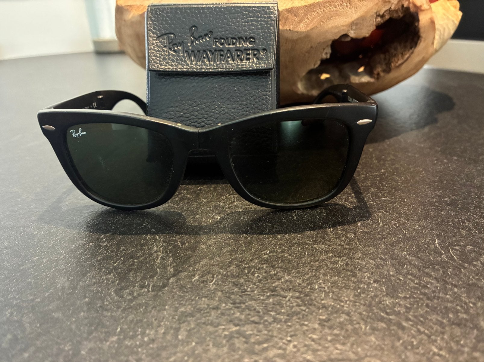 Ray-Ban Wayfarer Black – opvouwbaar, Gebruikt, Zonnebril, Zwart, Ophalen of Verzenden