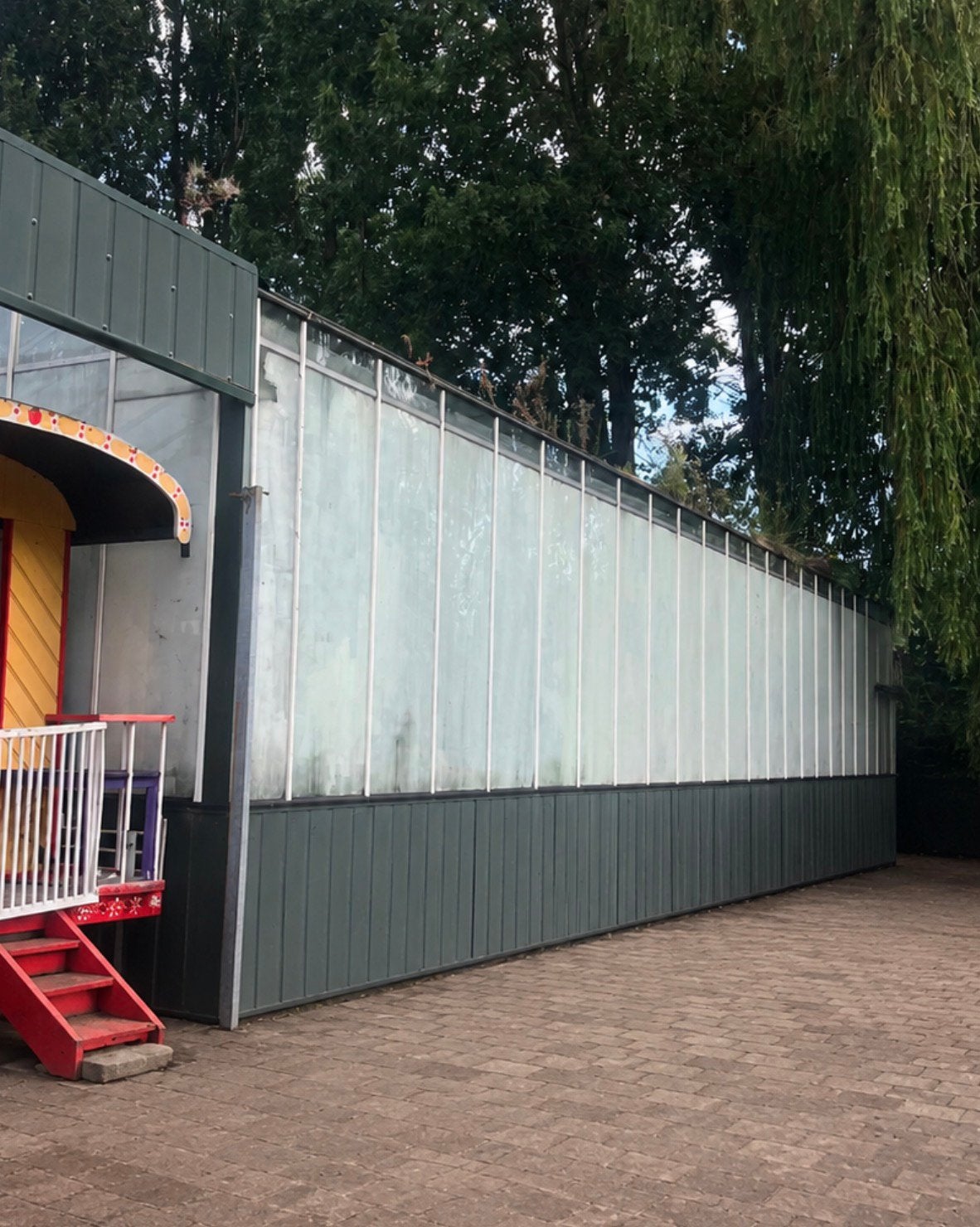 Te koop: Glazen tuin kas 14 x 4 meter opslag, Tuin en Terras, Kassen, Ophalen of Verzenden, Glas, Gebruikt, Aluminium