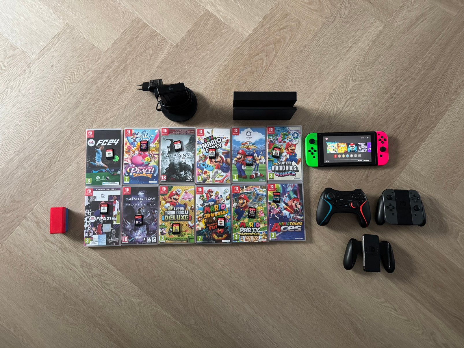 Nintendo Switch met 21 games en 3 controllers, Met games, Ophalen of Verzenden, Zo goed als nieuw, Switch Original