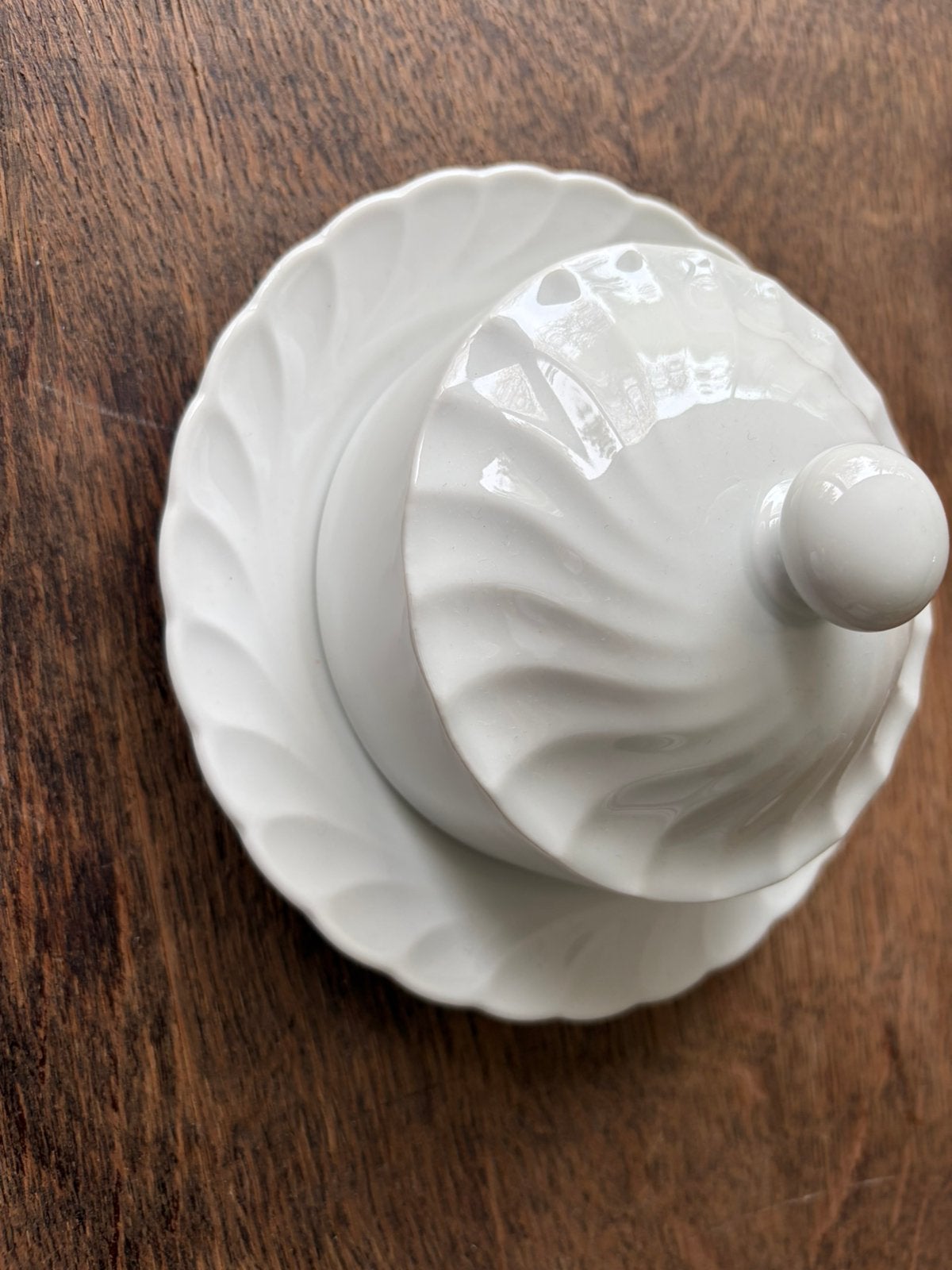 Vintage Witte Aardewerk Botervloot, Overige merken, Overige typen, Vintage, Ophalen of Verzenden