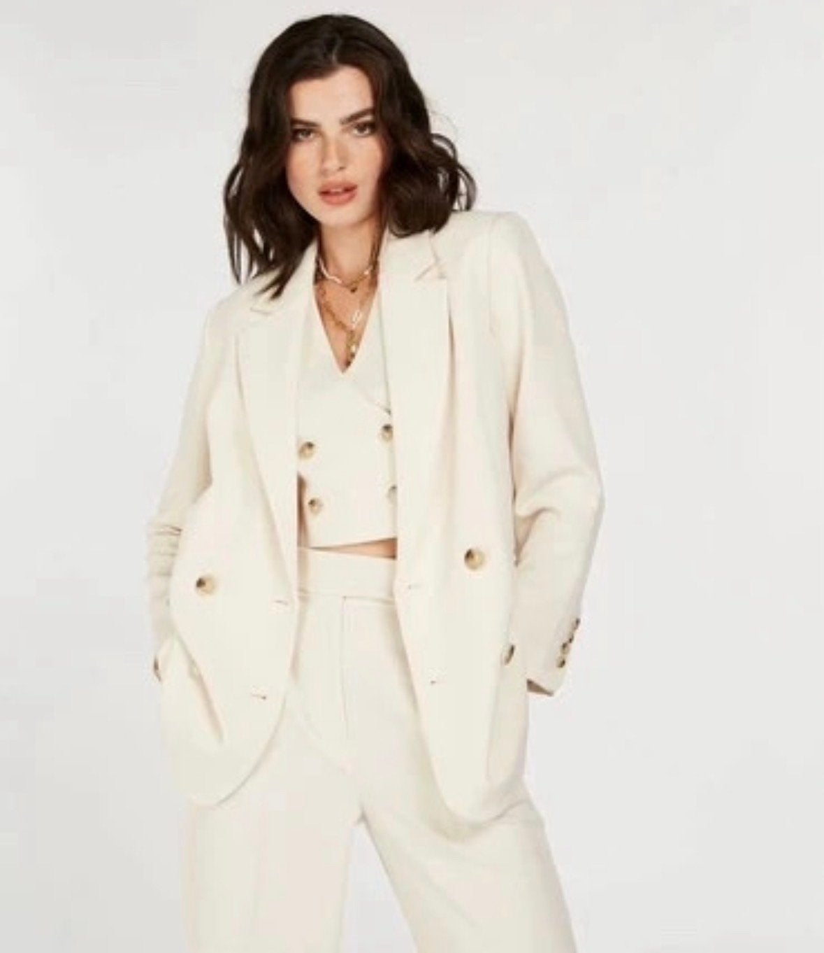 Josh V Michelle Crème Blazer Dames, Beige, Ophalen of Verzenden, Zo goed als nieuw, Jasje