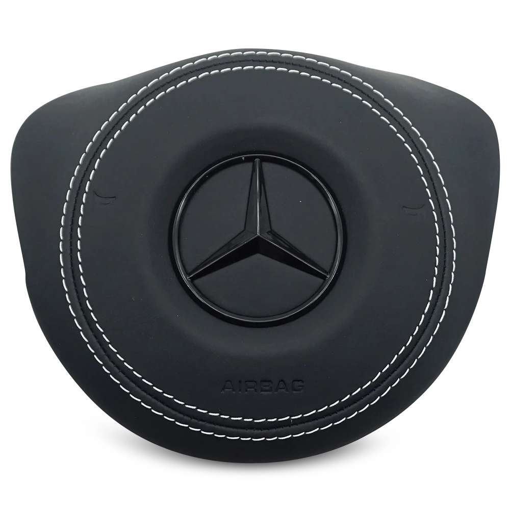 Mercedes airbag cover leer witte stiksels zwarte ster, Ophalen of Verzenden, RevParts, Info@revparts.nl, .