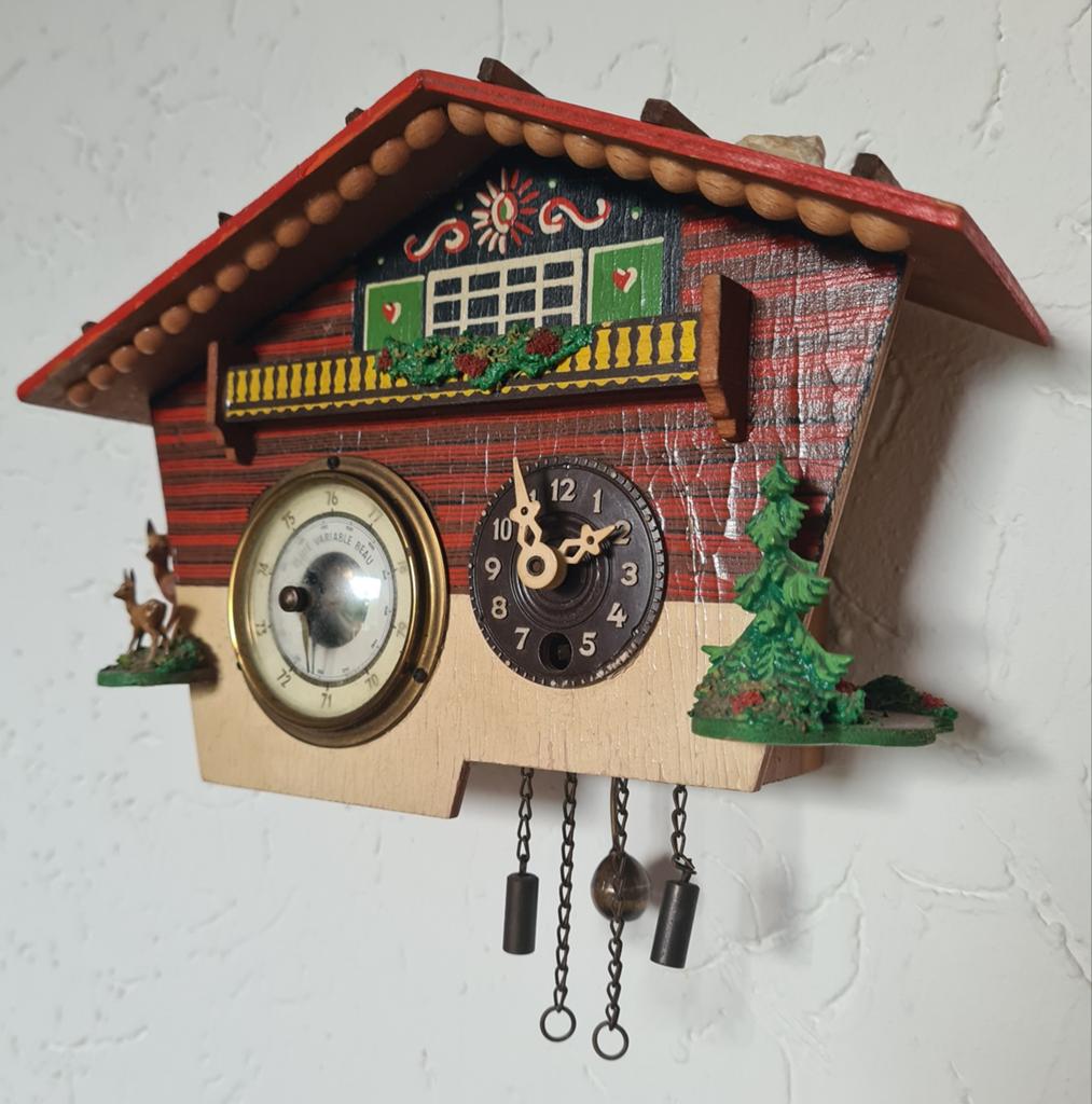 Mini ERTSGEBERGTE KLOKJE wand-muur Erzgebirge, Ophalen of Verzenden, Gebruikt, Overige typen