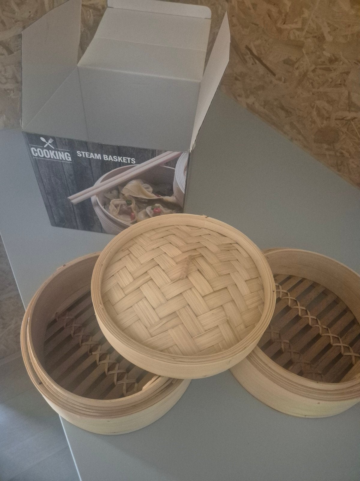 Bamboe stoommandjes set (Nieuw), Overige typen, Hout, Nieuw, Ophalen of Verzenden