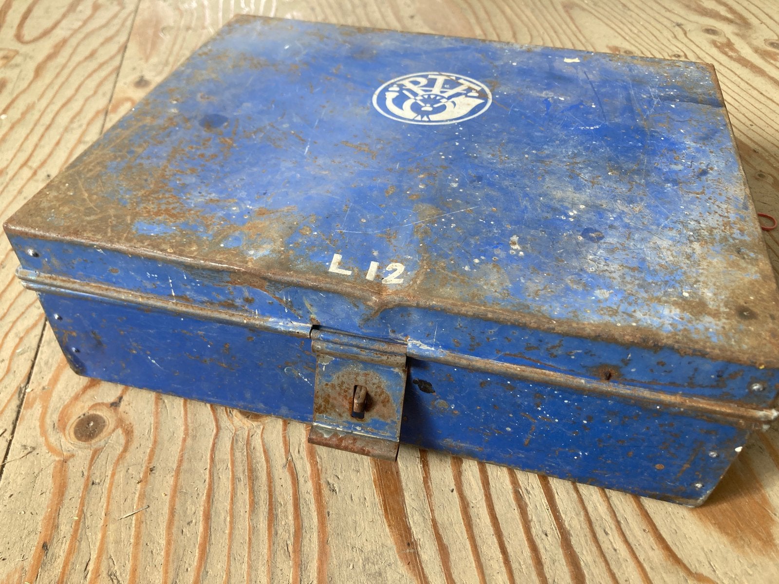 PTT blauw metalen kistje L12, Ophalen of Verzenden, Gebruikt, Overige typen
