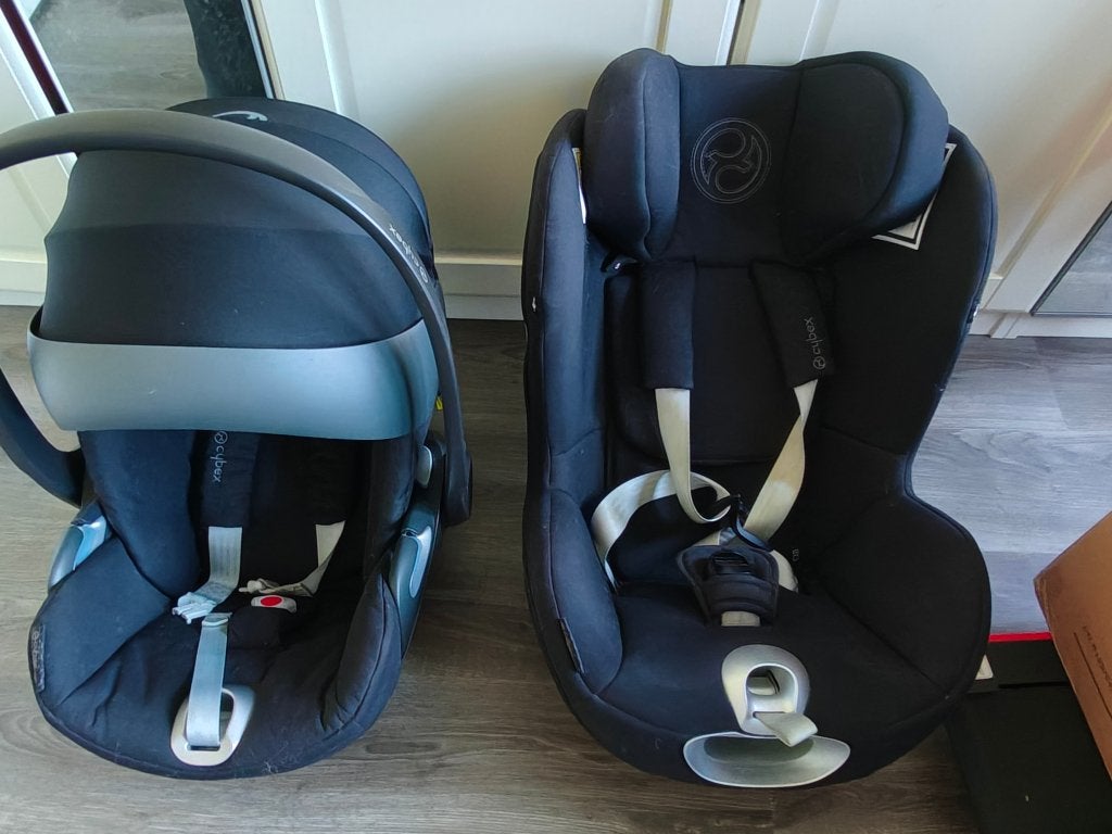 Autostoelset Cybex + Platinum Base Z compleet, Autogordel of Isofix, Gebruikt, Slaapstand, 0 t/m 13 kg