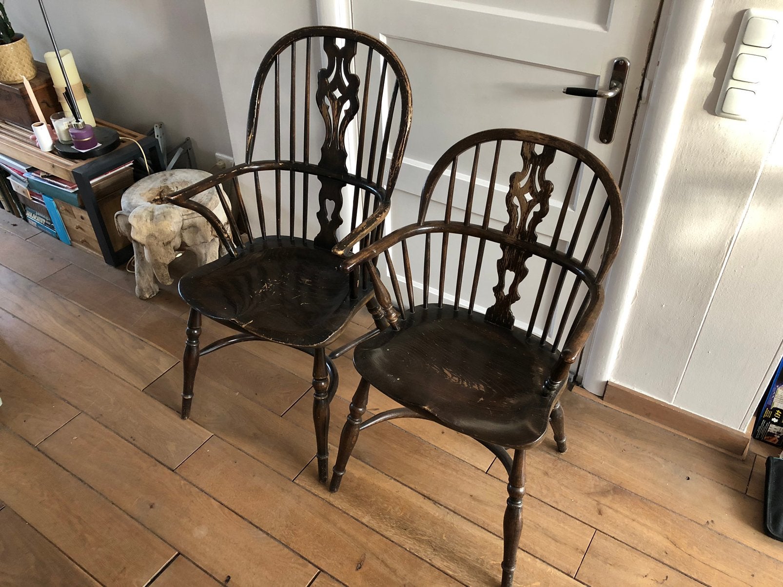 Twee Windsor stoelen, Ophalen, Gebruikt, Twee, Bruin