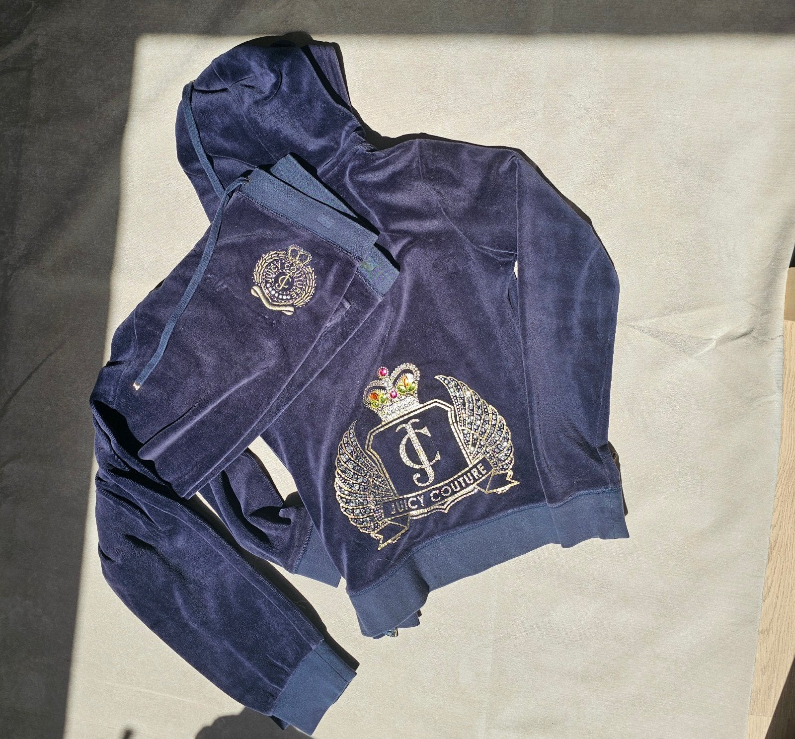 Juicy Couture Vintage Donkerblauw Velours Trainingspak, Kleding | Dames, Overige Dameskleding, Juicy Couture, Verzenden, Gedragen