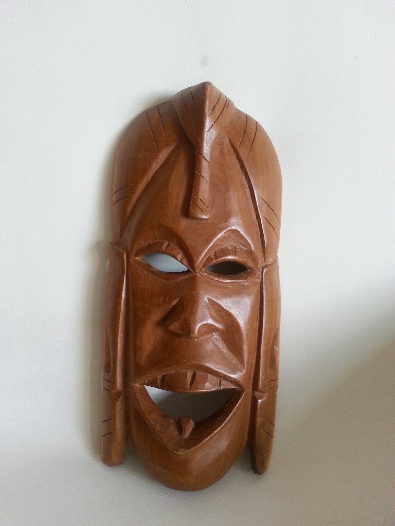 Houten wandmasker houtsnijwerk handwerk groot deco, Ophalen, Handgemaakt, Hout, Masker