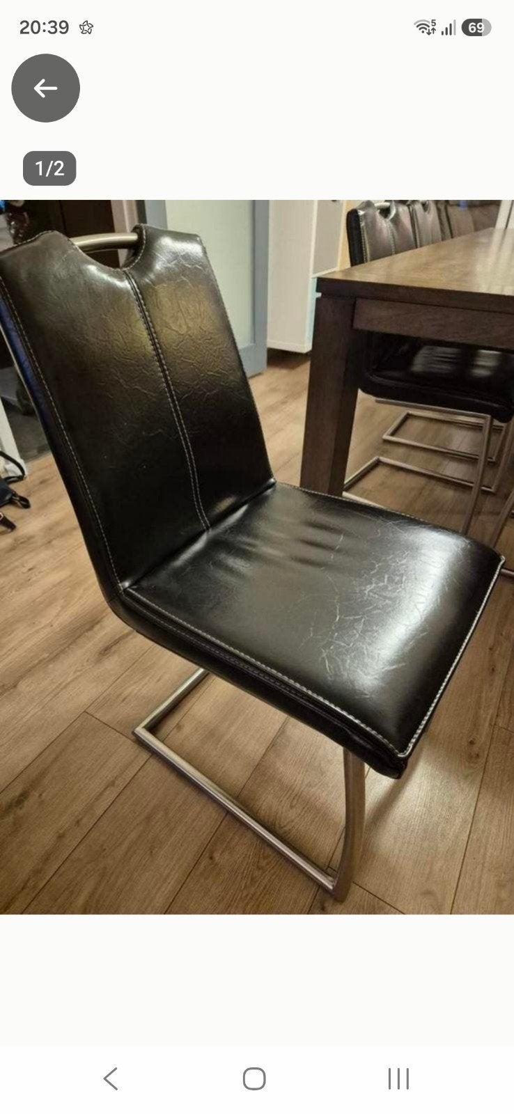 4 zwarte eetkamerstoelen - Modern design, Ophalen, Gebruikt, Zwart, Vier