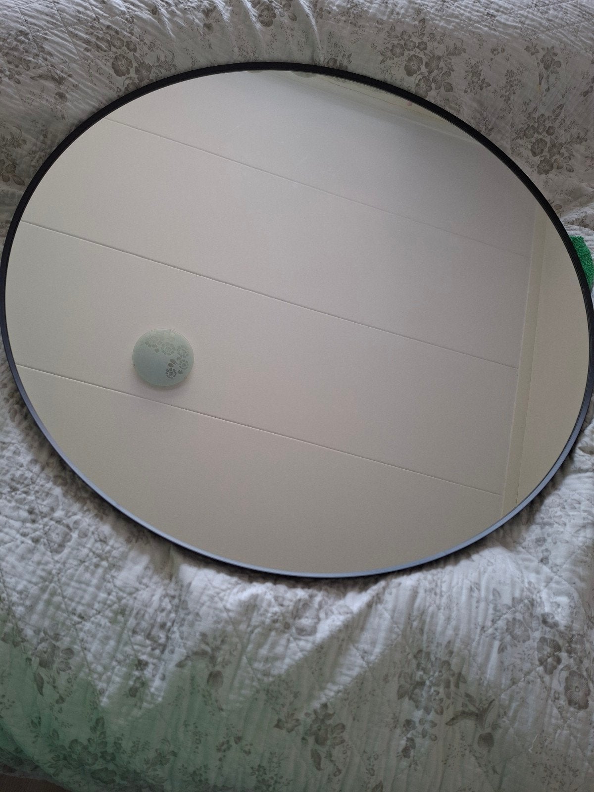 IKEA LINDbyn spiegel, zwart, 80 cm, Ophalen, Rond, Zo goed als nieuw, 75 tot 100 cm