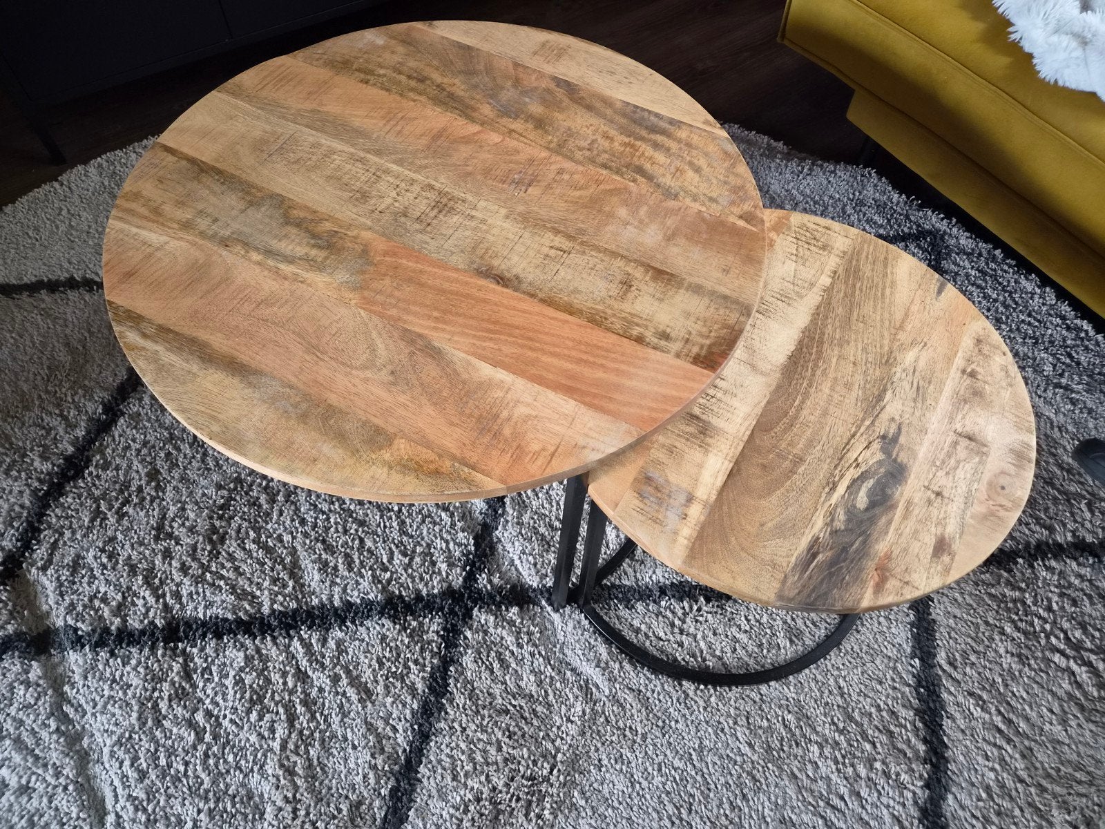 salontafels bijzettafels mangohout, Ophalen, Rond, 50 tot 100 cm, 50 tot 100 cm
