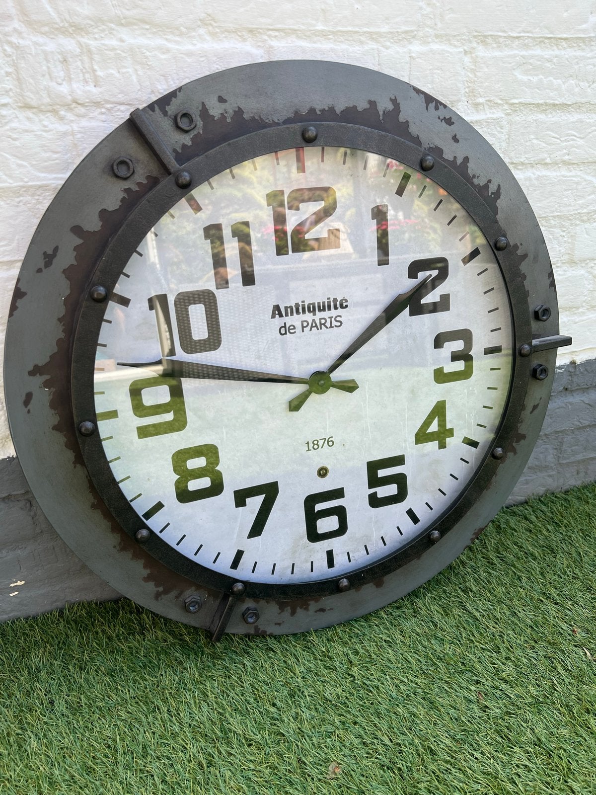 Grote Industriële Wandklok - Antiek Parijs Stijl (60 cm), Antiek en Kunst, Antiek | Klokken, Ophalen of Verzenden