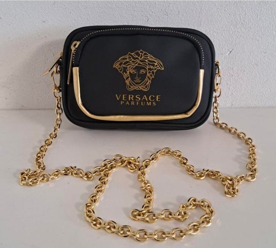VERSACE PARFUMS zakje tot crossbody tas portemonnee handtas, Ophalen, Zo goed als nieuw, Goud, Goud