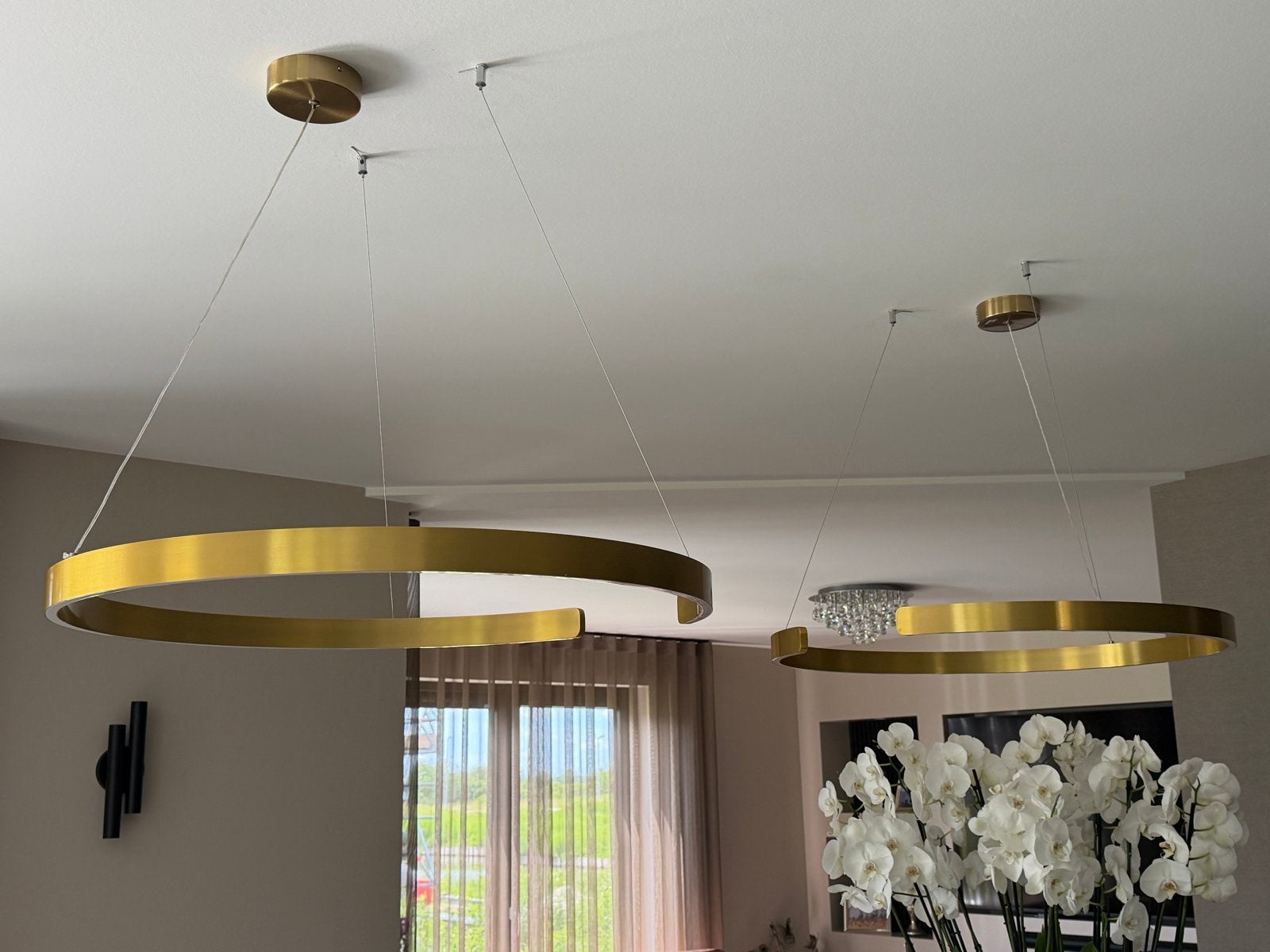 Aina Moderne LED Ring Hanglampen - Goud, 80 cm, Neutraal lic, Ophalen of Verzenden, Nieuw, Metaal, 75 cm of meer