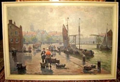 ===vismarkt===Oskar Koch 1886-1914===doek 80 x 120 cm===, Antiek en Kunst, Ophalen