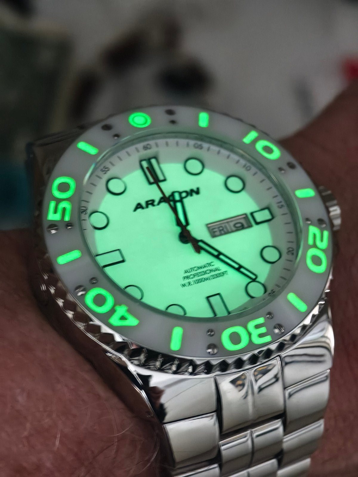 Aragon Enforcer 1000 automatic, A425WHT, Sieraden, Tassen en Uiterlijk, Horloges | Heren, Overige merken, Staal, Staal, Polshorloge