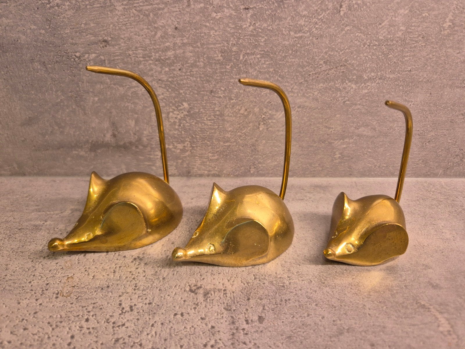 Set van 3 messing muizen beeldjes, Verzamelen, Beelden en Beeldjes, Ophalen of Verzenden, Gebruikt, Dier