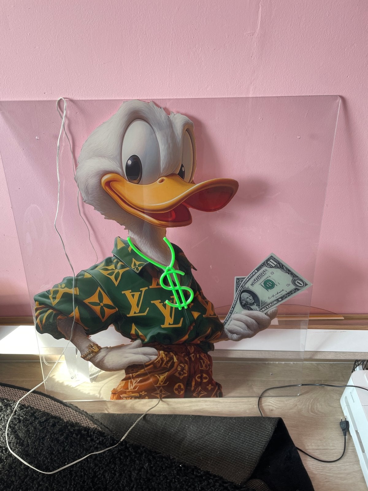 Dagobert Duck Neon LED Kunstwerk, Antiek en Kunst, Ophalen