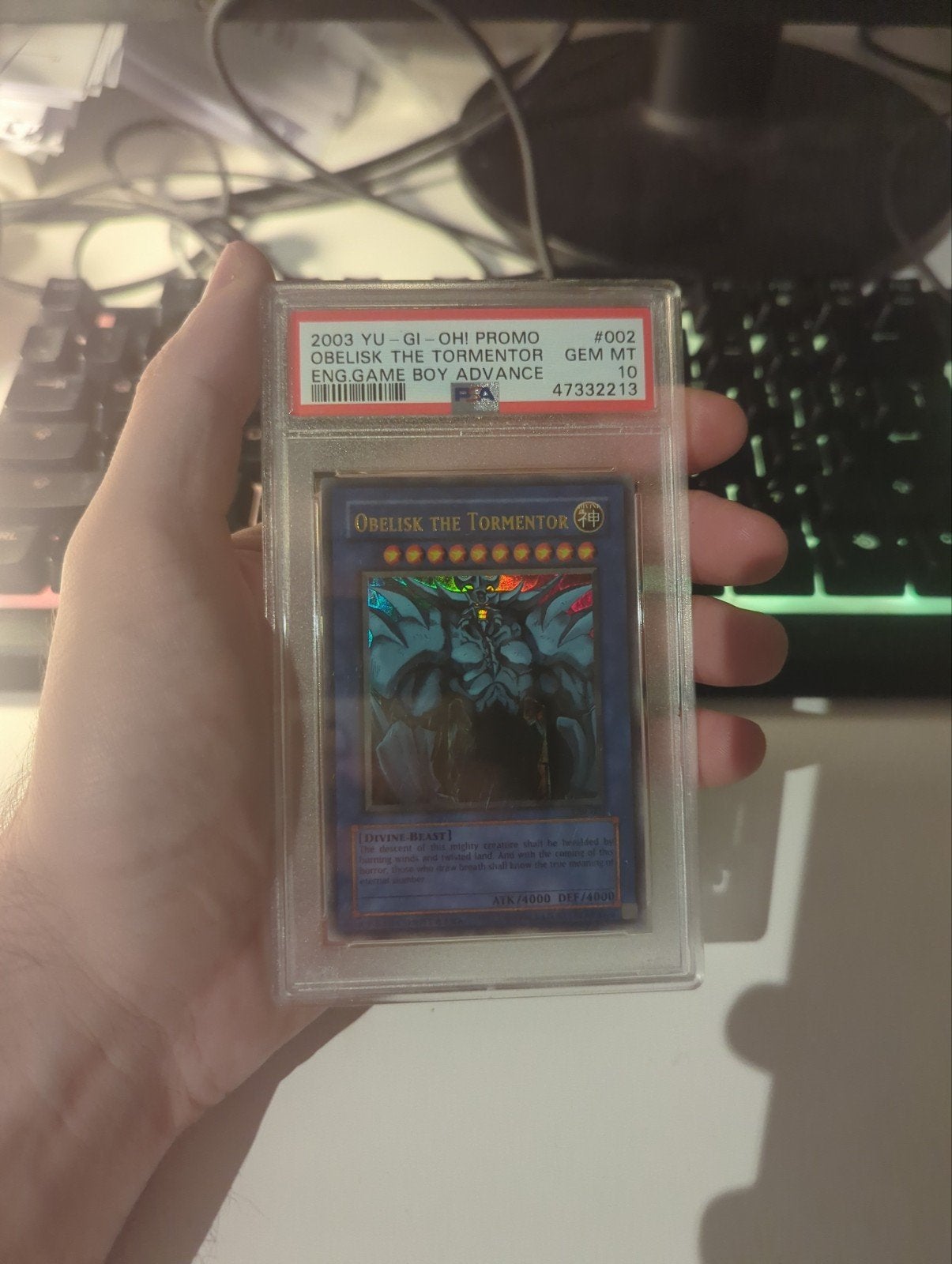Yu-Gi-Oh! Obelisk the Tormentor PSA 10, Ophalen of Verzenden, Zo goed als nieuw, Losse kaart, Foil
