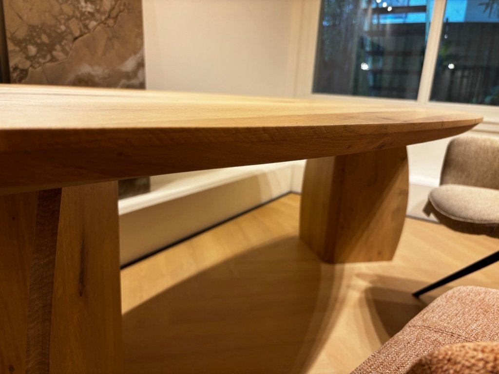 Slanke eiken massief eettafel 260x110cm, Maanpoot | Kas20, Ophalen, 100 tot 150 cm, Eikenhout, 200 cm of meer