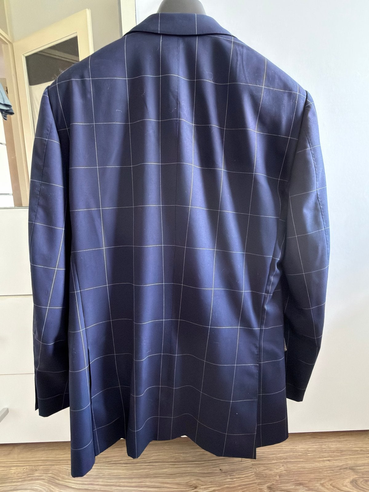 Stijlvol Herenpak - Blauw met Ruitpatroon, Kleding | Heren, Ophalen of Verzenden, Zo goed als nieuw, Overige maten, Blauw