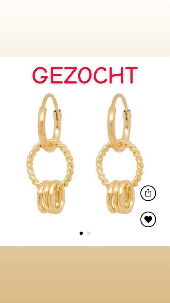 Gezocht!!! oorbellen Anna Nina, Sieraden, Tassen en Uiterlijk, Ophalen of Verzenden, Zo goed als nieuw, Goud