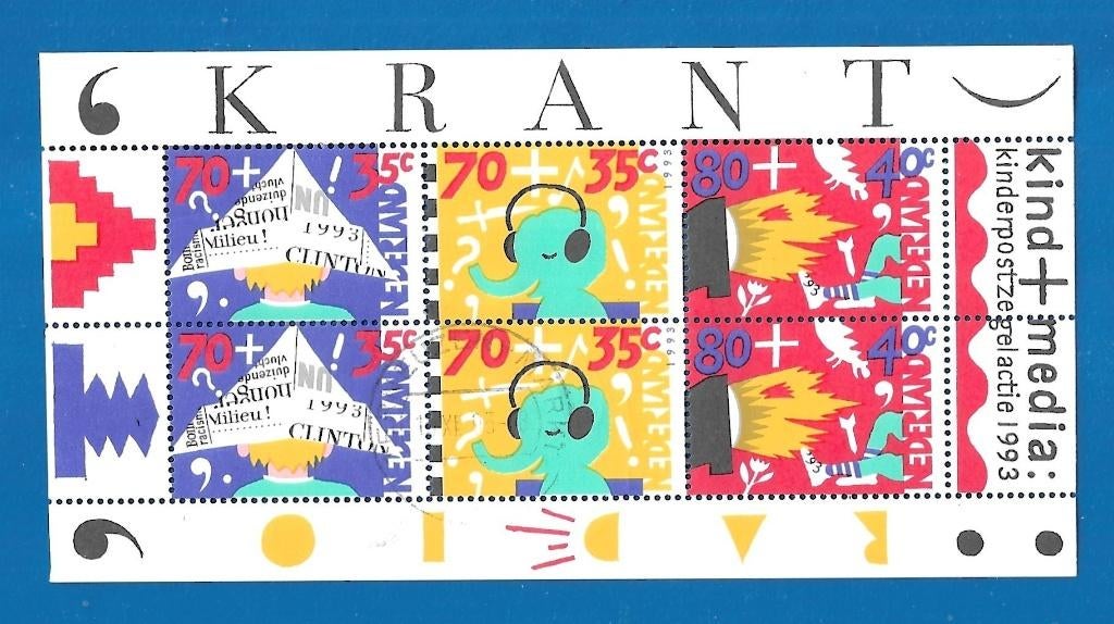 NVPH 1578 Kinderpostzegels 1993 (gestempeld), Postzegels en Munten, Postzegels | Nederland, Verzenden, Na 1940, Gestempeld
