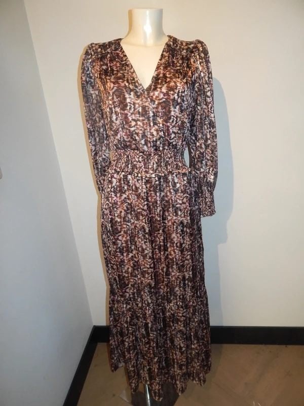 Dante 6 lange jurk goud draad in print elastische taille 2/M