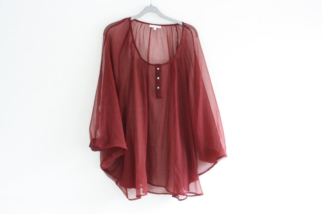 Donkerrode wijdvallende doorschijnende blouse maat S / M / L, Maat 38/40 (M), Aaiko, Ophalen of Verzenden, Zo goed als nieuw