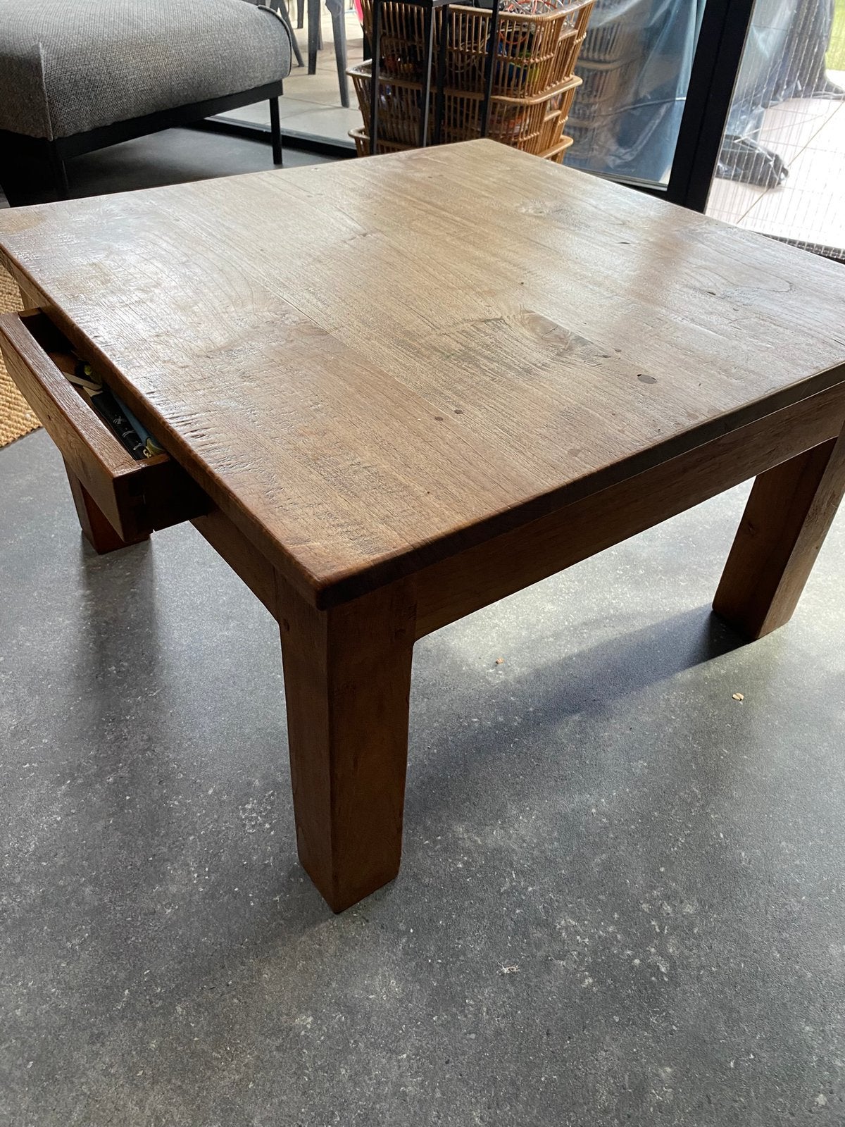 Mooie teak houten salontafel, Ophalen, Gebruikt, 50 tot 100 cm, 50 tot 100 cm