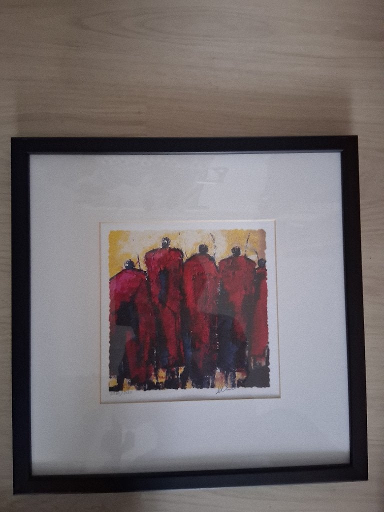 Zeefdruk Alie Kruse-Kolk 'Vijf vrouwen' *eureka*, Antiek en Kunst, Kunst | Litho's en Zeefdrukken, Met glas, Ophalen of Verzenden