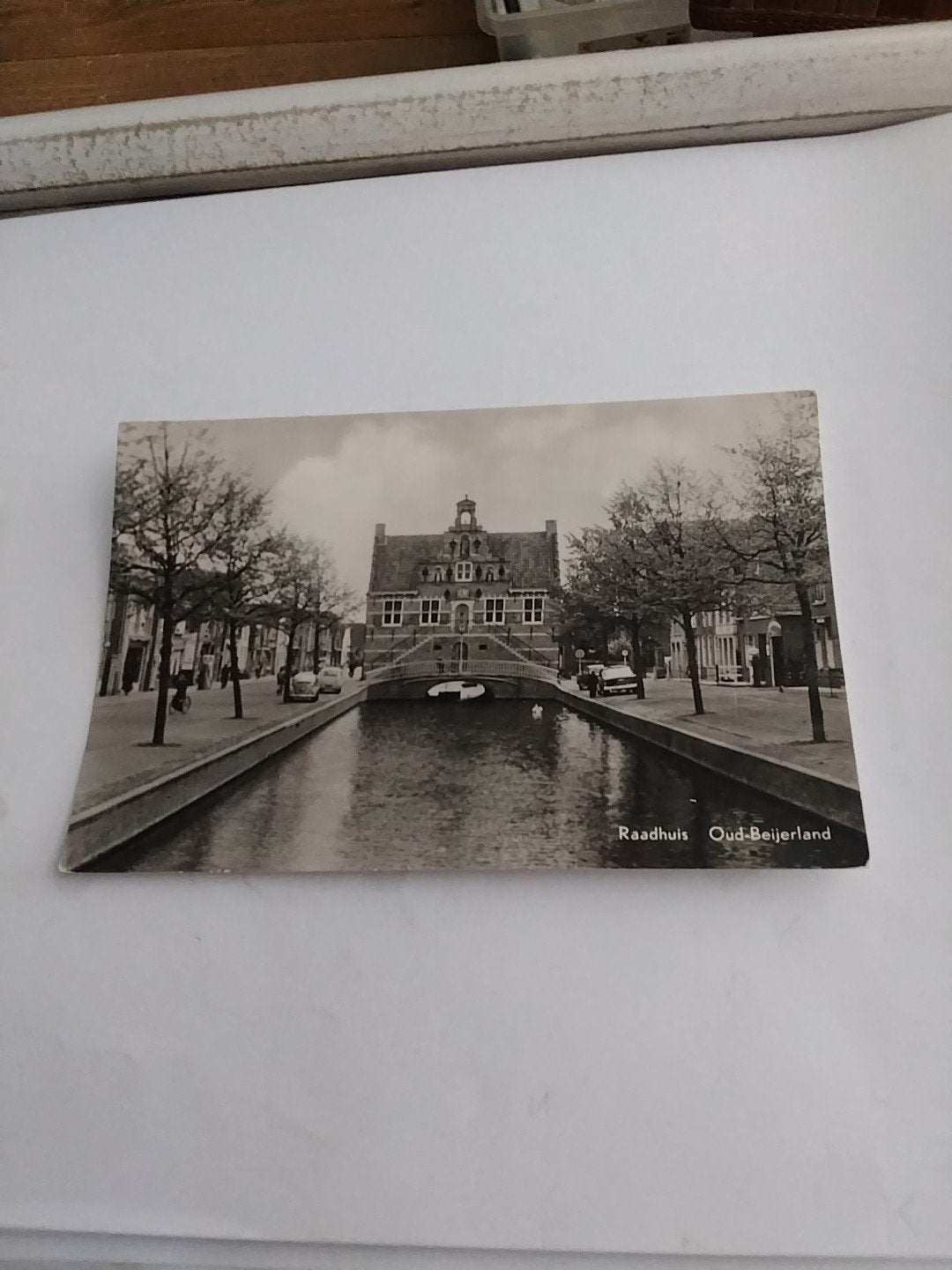 Oude Ansichtkaart Raadhuis Oud-Beijerland 1958, Ophalen of Verzenden, 1940 tot 1960, Gelopen, Zuid-Holland