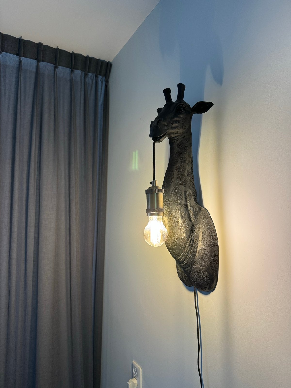 Wandlamp Giraffe - Zwart met Edison lamp, Ophalen, Zo goed als nieuw, Kunststof